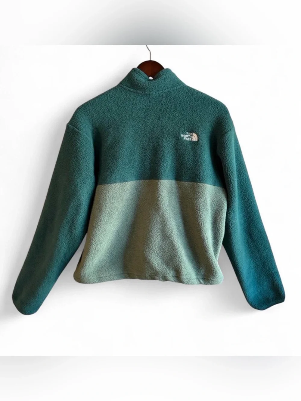 The North Face kids Two-Tone Teal Green Quarter-Zip Fleece Pullover